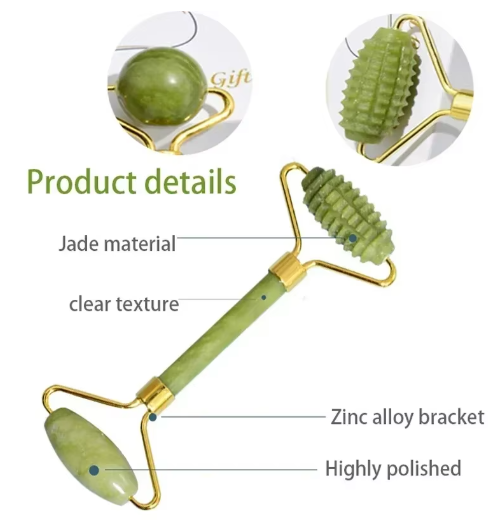 Rodillo Facial de Jade Natural con Piedra Gua Sha