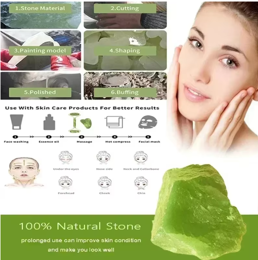 Rodillo Facial de Jade Natural con Piedra Gua Sha